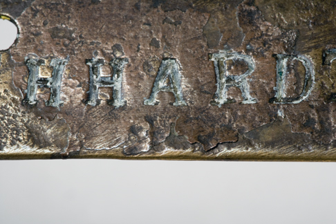 Close up image of the 'HHARD' lettering on the Leichhardt nameplate.