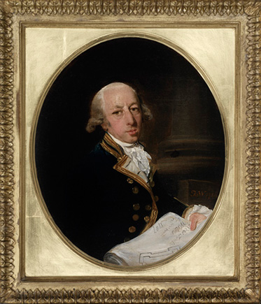 Framed portrait of Arthur Phillip.