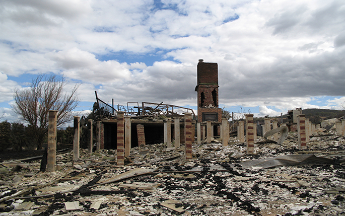 Remains of a house destroyed by the Black Saturday fires