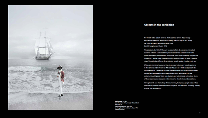 A sample page from the Encounters book about objects in the exhibition.