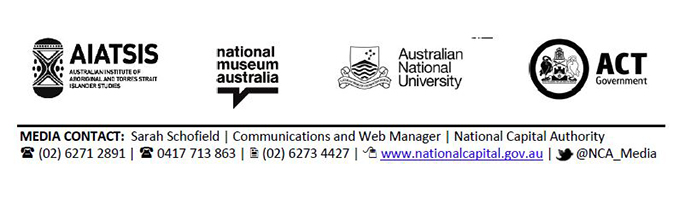 Logos for AIATSIS, National Museum of Australia, Australian National University and ACT Government.