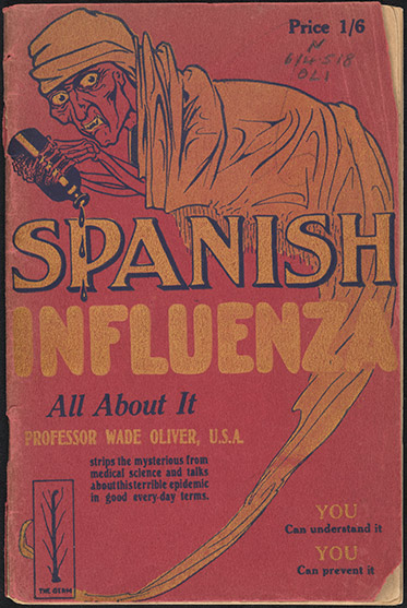 red cover with the title in large lettering and a sinister looking ghoulish man with skeletal arms pouring drops from a bottle onto the title
