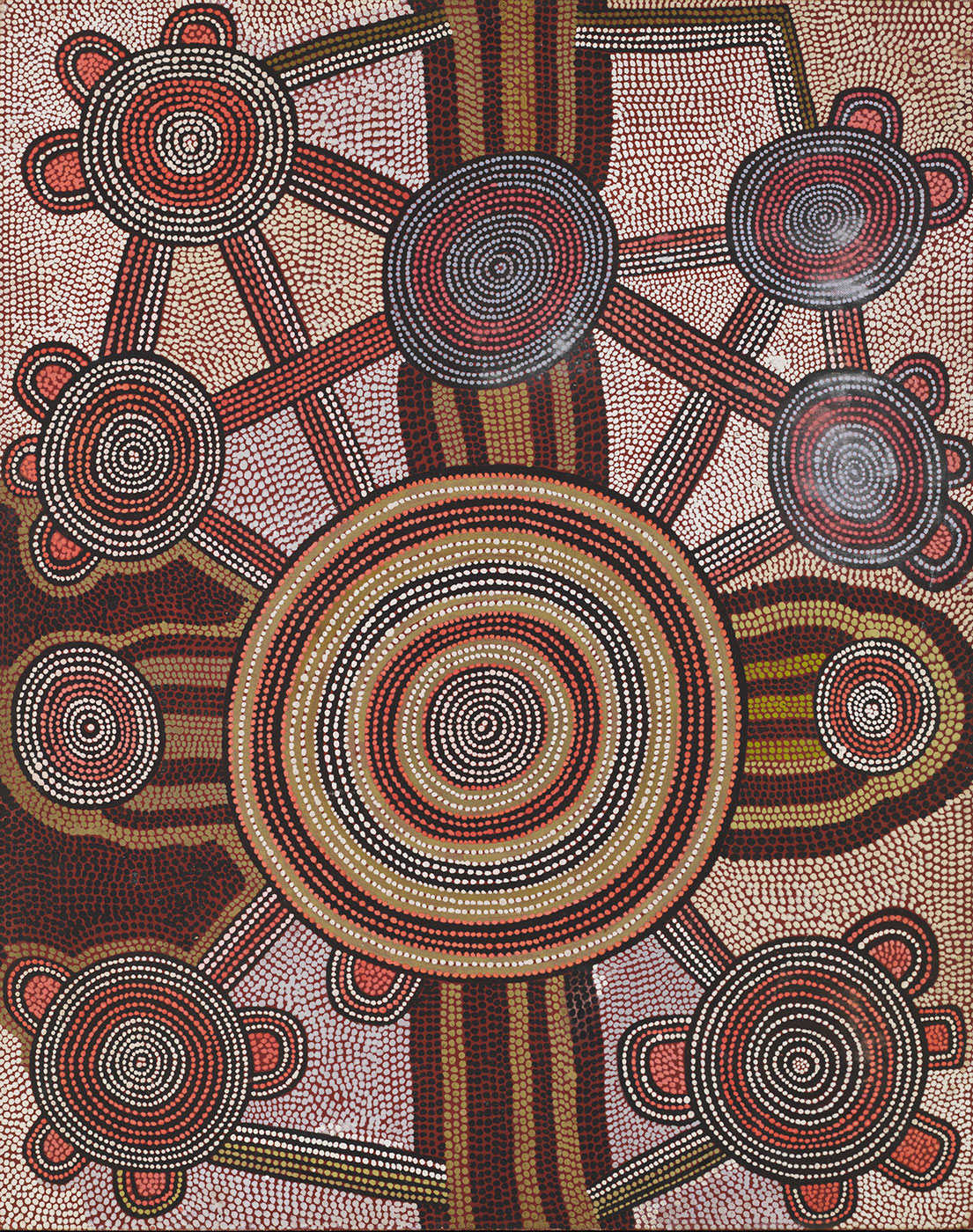 Ngunarrmanya 1974 by Freddy West Tjakamarra. - click to view larger image