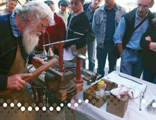 Tinsmith John Yard showing his skills