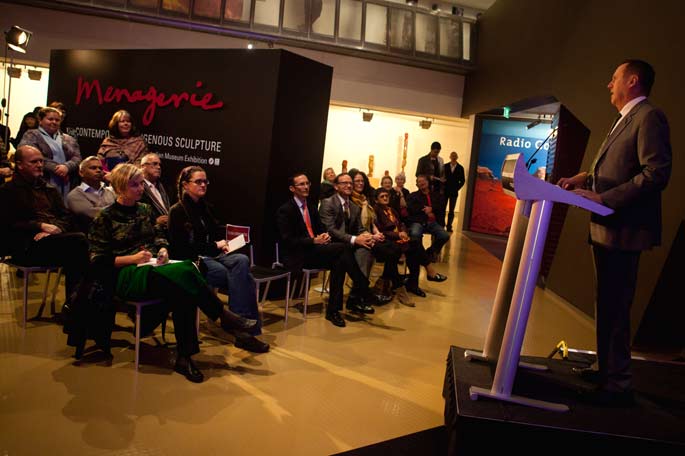 Frank Howarth, Director, Australian Museum, at the launch of Menagerie