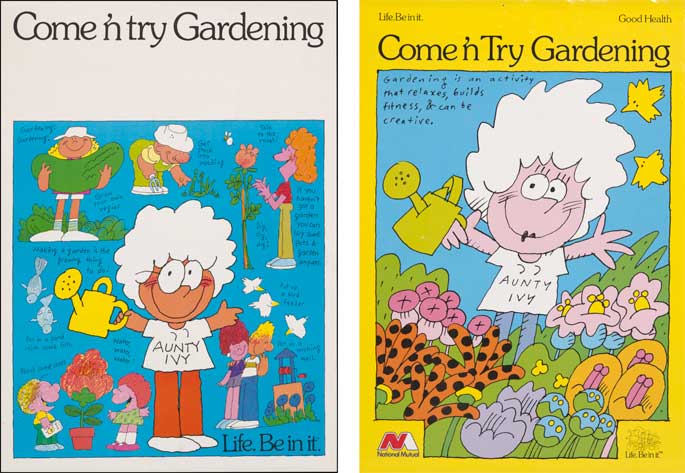 Come 'n try gardening posters featuring Aunty Ivy