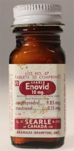 The contraceptive pill, released in America as Enovid. Wikimedia Commons.