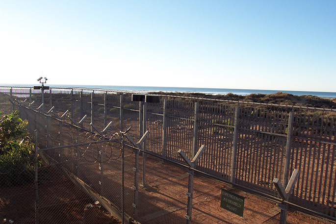 View through the fence at the Port Hedland Detention Centre