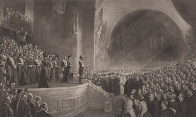 Painting of opening of parliament by Tom Roberts 