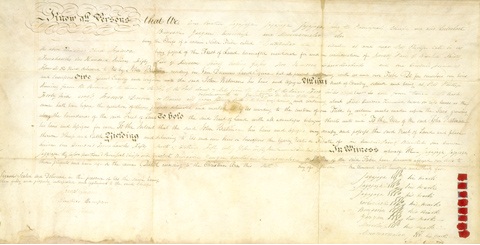 Handwritten document with eight small red seals bottom right.