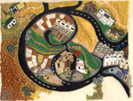 Dividing the farm Dividing the Farm, embroidery by Ruth Hingston, 2012, private collection.