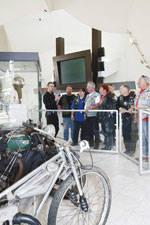 Museum staff member Luke Cummins and members of the Ulysses Motorcylce Club.