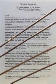 An image of a reproduction of Governor Brisbane's Dispatch ending Martial Law 31 December 1824.