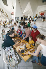 Larry Brandy shares Aboriginal artefacts with visitors to A day in the extremes.