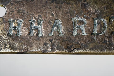 Close up image of the 'HHARD' lettering on the Leichhardt nameplate.