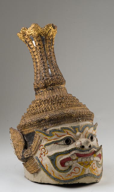 One of approximately 70 headdress found in the collection and worn by performers to entertain the King during ceremonies and celebrations.