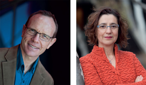 Portraits of Andrew Sayers, left, and Helen Kon, right.
