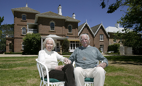 Jim and Pamela Maple-Brown sitting outside the main Springfield homestead