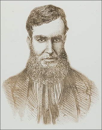 Portrait of young man with beard. He appears menacing.