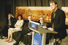 Archaeologist Dr Mike Smith and colleagues at the launch of four books linked to deserts.