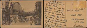 Berlin streetscape postcard sent by Ken Ross to his mother dated 16 February 1922