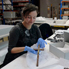Registration officer, Samantha Lillie, with the MacKillop objects.