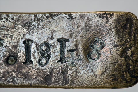 Close up image of the '1848' date stamp on the Leichhardt nameplate.
