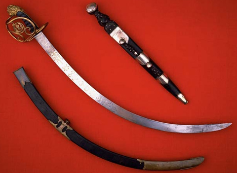 A sword and scabbard.