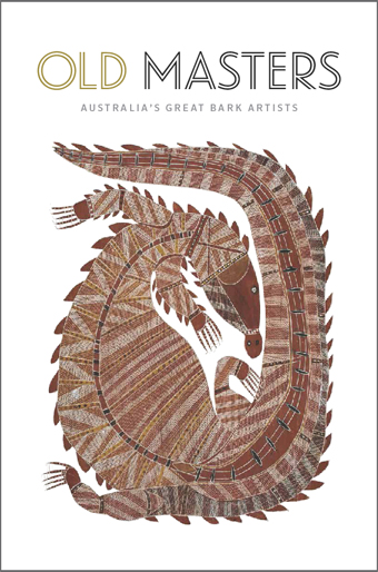 Old Masters catalogue cover featuring an image of 'Totemic Crocodile' by Yirawala, 1965.