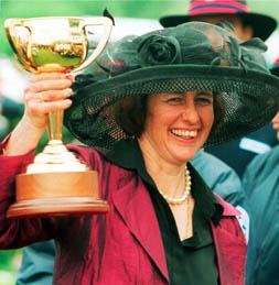 Sheila Laxon with her Melbourne Cup, 2001