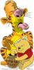 Cartoon showing Peter Costello as Tigger, poking his tongue out at Kevin Rudd, who resembles Pooh Bear and is dipping his paw in the 'Future fund' honey pot. 