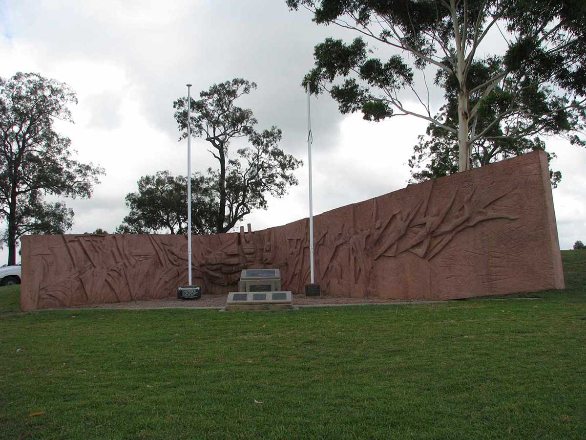 Large memorial featuring a battle scene.