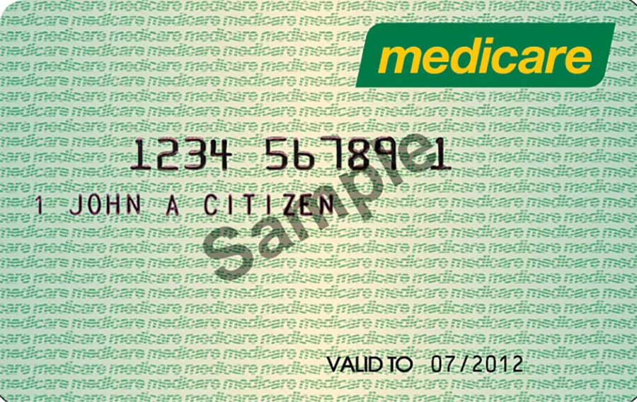 A sample Medicare card.