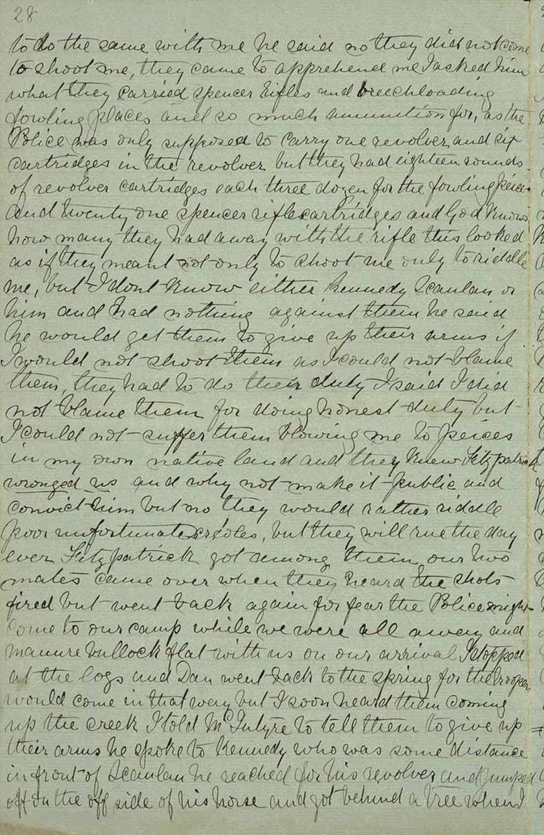 Page twenty eight of Ned Kelly's Jerilderie letter. - click to view larger image