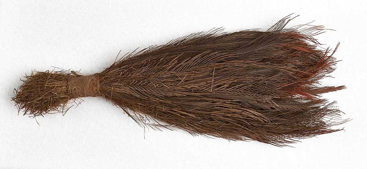 Dance ornament made of emu feathers. - click to view larger image