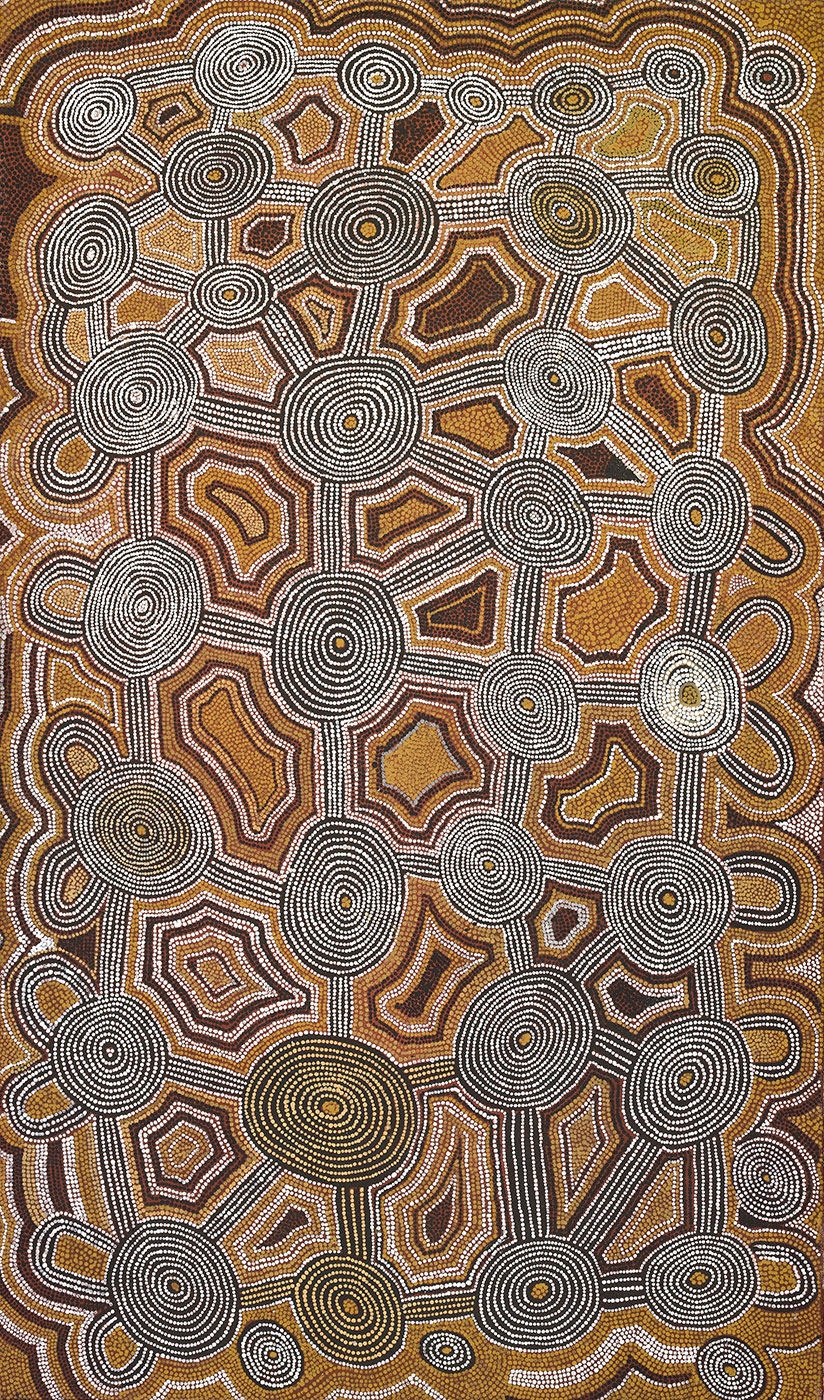 Tingarri Men and Initiates at Marabindinya (Marrapintinya) 1981 by Anatjari (Yanyatjarri) Tjampitjinpa. - click to view larger image