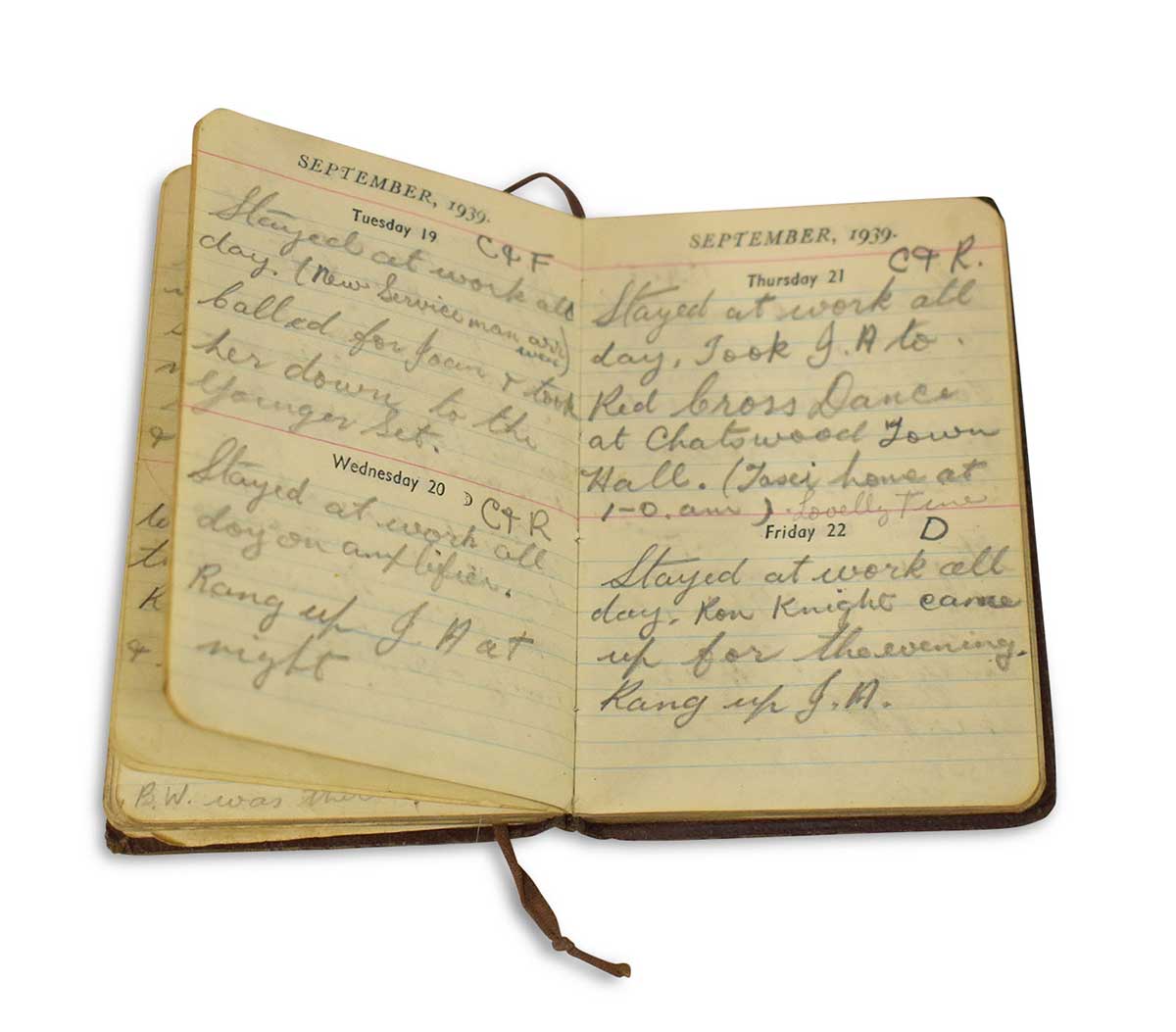 Diary with handwritten notes. - click to view larger image