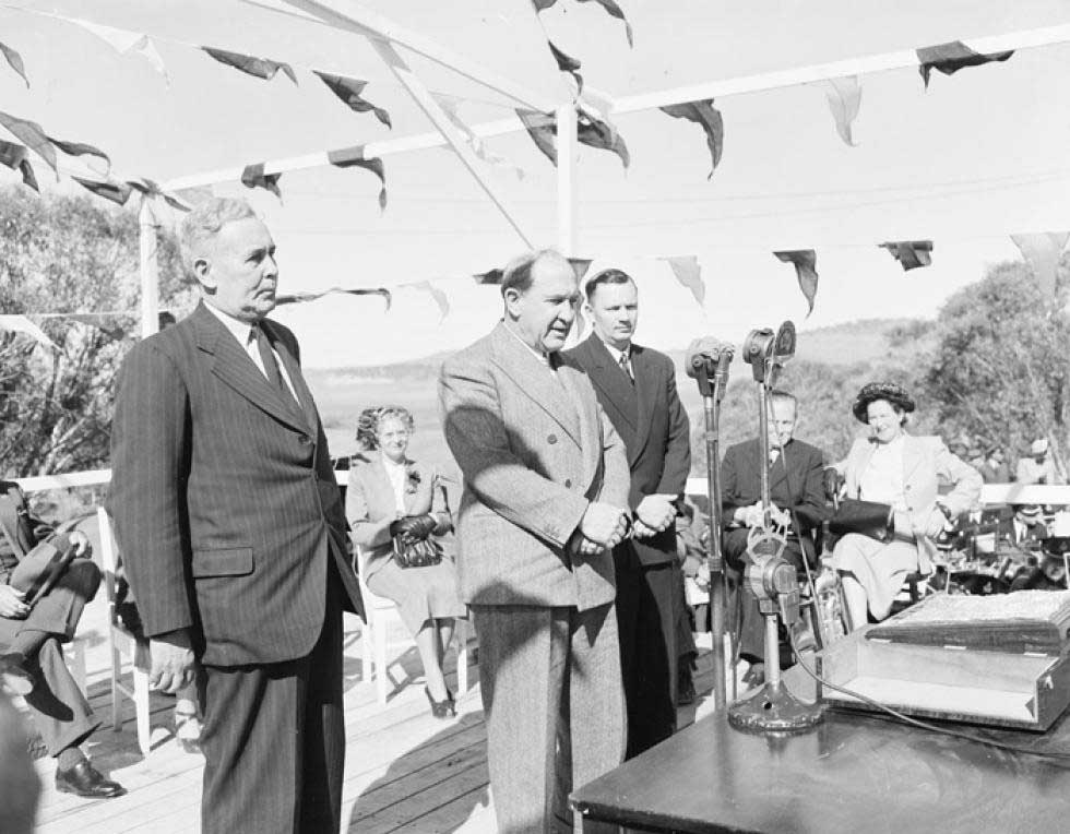 PM Ben Chifley at the launch of the Snowy Hydro scheme