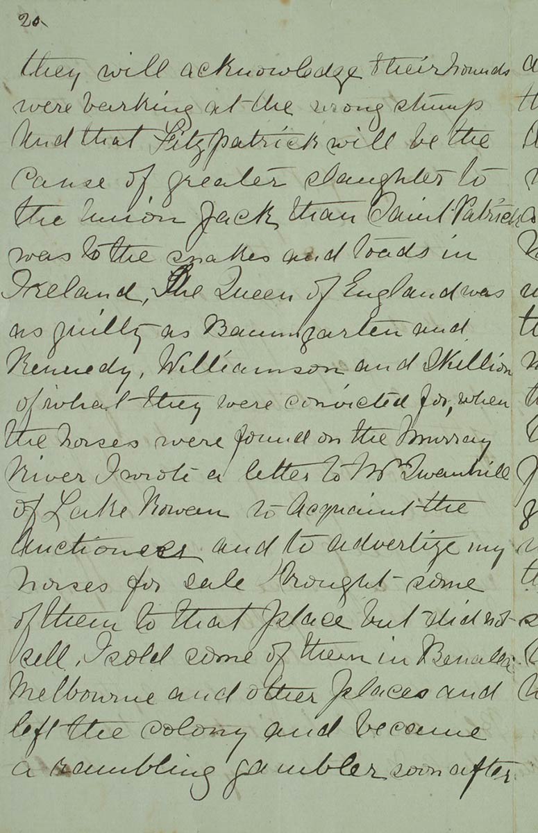 Page twenty of Ned Kelly's Jerilderie letter. - click to view larger image