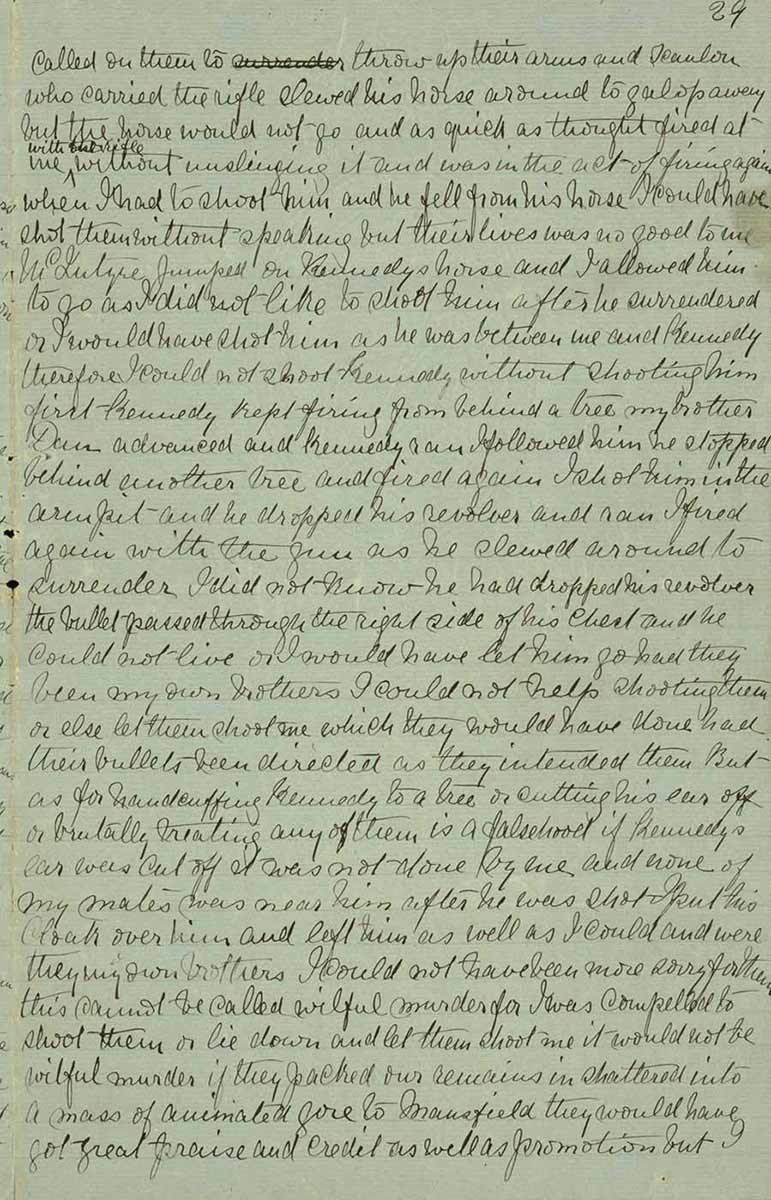 Page twenty nine of Ned Kelly's Jerilderie letter. - click to view larger image