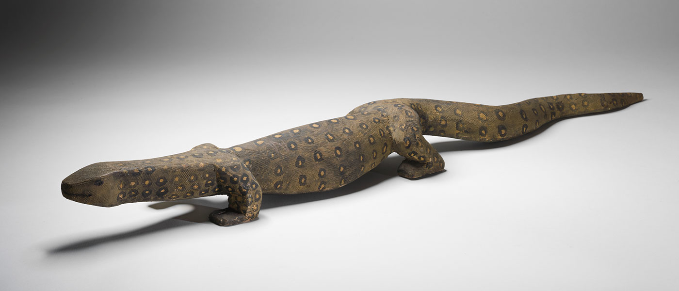 Perentie (Lizard) 1980 made by Tim Leura Tjapaltjarri. - click to view larger image