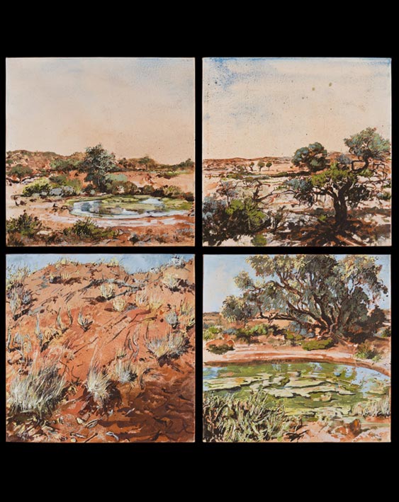 Composite image of two oil paintings. - click to view larger image