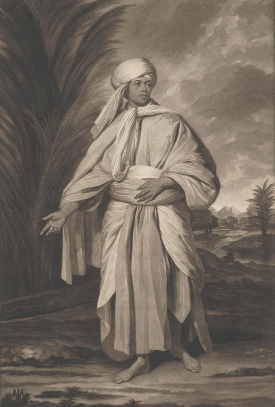 Omai, a Native of the Island of Utietea (Ulietea) 1780 by Johann Jacobe, after Sir Joshua Reynolds. - click to view larger image