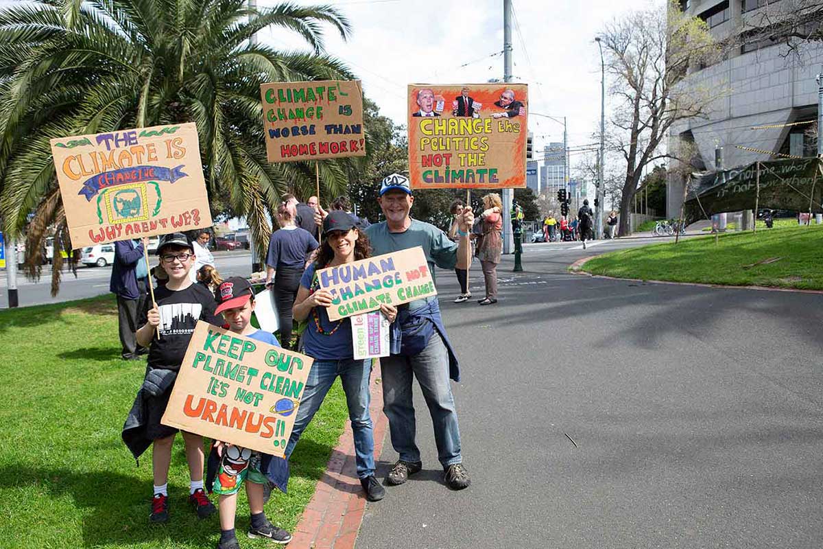 Protesters at a rally against climate change. - click to view larger image
