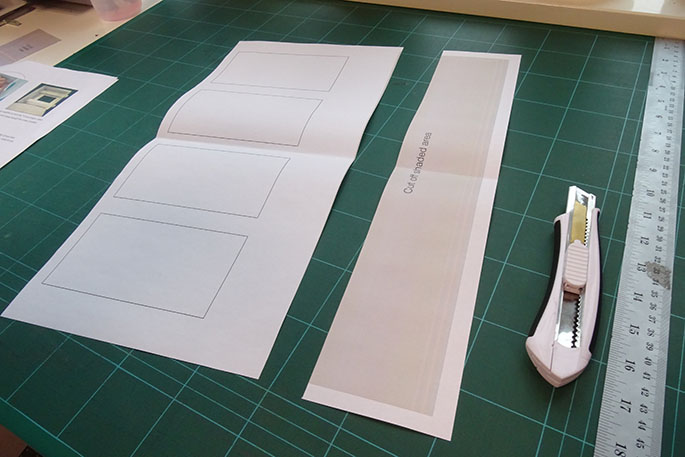 Storyboard template on a cutting mat