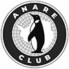 ANARE Club logo shows an image of a penguin against a map of Antartica surrounded by a block circle