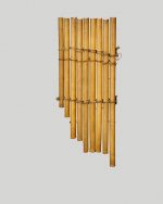 Panpipes made of bamboo and consists of nine single pipes varied in length bound together with three wrappings of coconut fibre.