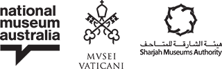 Logos for the National Museum of Australia, Vatican Anima Mundi Museum and the Sharjah Museums Authority