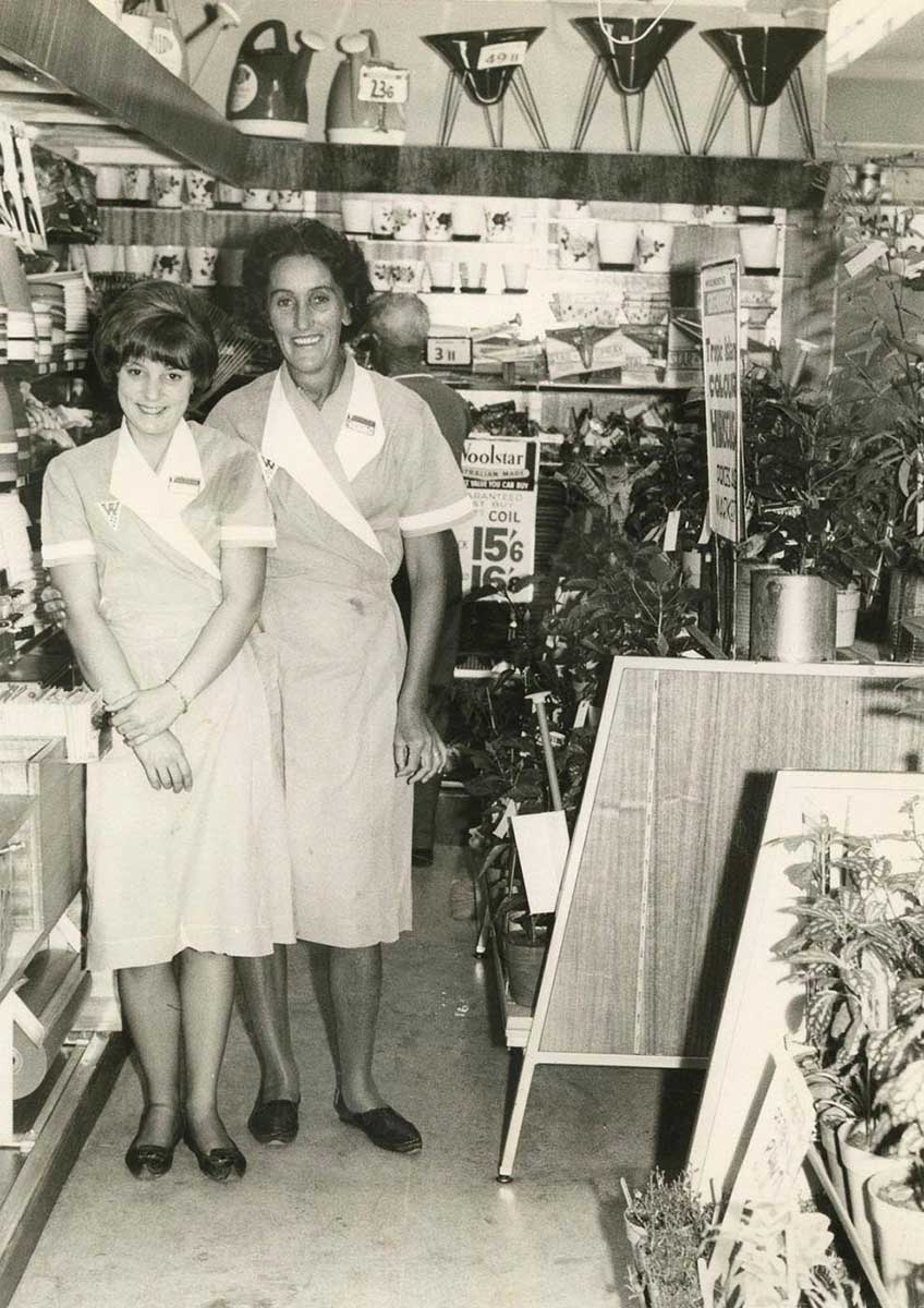 Ivy Lovic with assistant Woolworths Hurstville gardening department - click to view larger image
