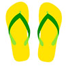 Graphic showing a green and gold pair of thongs